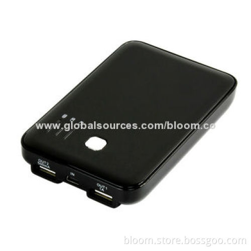 Dual-USB Port Power Bank for Samsung/HTC/iPhone, 5,000mAh CapacityNew